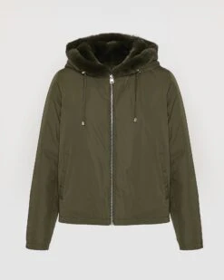 Veste à Capuche En Fourrure De Lapin Rex Réversible Tissu Technique -yves salomon boutique 26WYV30158REXXA8001 9