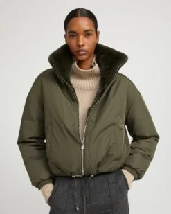 Veste Boxy En Fourrure De Lapin Rex Réversible Et Tissu Technique -yves salomon boutique 26WYV30354REXXA8001 3