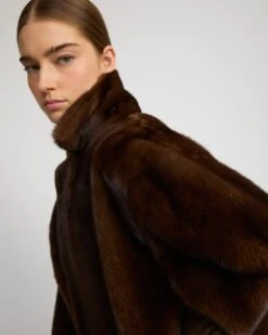 Veste Courte Croisée En Fourrure De Vison -yves salomon boutique 26WYV35468VFLXLUNA 4