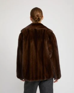 Veste Courte Croisée En Fourrure De Vison -yves salomon boutique 26WYV35468VFLXLUNA 5