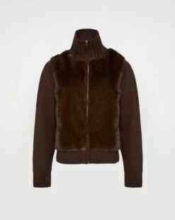 Veste En Fourrure De Vison Et Maille Mérinos -yves salomon boutique 26WYV50360MAMVA2197 8