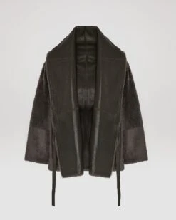 Veste Longue Drapée En Peau Lainée D'agneau -yves salomon boutique 26WYV60175MERLA9125 10