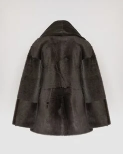 Veste Longue Drapée En Peau Lainée D'agneau -yves salomon boutique 26WYV60175MERLA9125 12