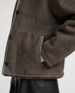 Veste Teddy En Agneau Mérinos Suède 12 Veste Teddy En Agneau Mérinos Suède -yves salomon boutique 26WYV61062MSBVA9016 4