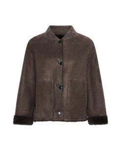 Veste Teddy En Agneau Mérinos Suède 14 Veste Teddy En Agneau Mérinos Suède -yves salomon boutique 26WYV61062MSBVA9016 9