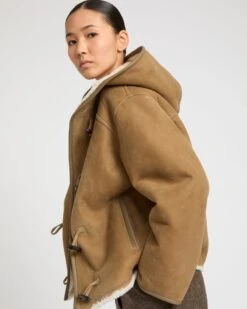 Veste à Capuche En Agneau Mérinos Suède