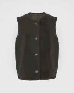 Gilet Sans Manches En Mérinos Bouclé -yves salomon boutique 26wag60858mscpa9016 3
