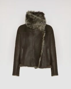 Veste Courte En Peau Lainée D'agneau De Toscane -yves salomon boutique 7WYV62155TOSXA9112 11