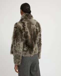 Veste Courte En Peau Lainée D'agneau De Toscane -yves salomon boutique 7WYV62155TOSXA9112 5