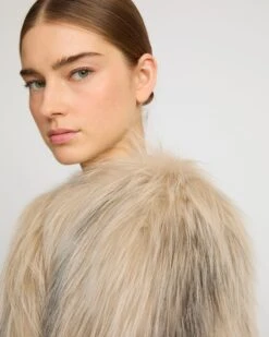 Veste Courte En Fourrure De Renard Tricoté -yves salomon boutique 9WYV73860KRDXA2048 3