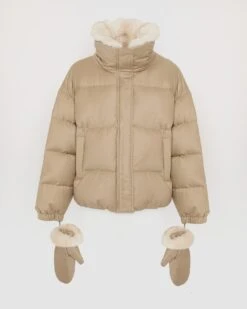 Doudoune Courte En Tissu Flanelle Et Col Amovible En Chinchilla -yves salomon boutique thumbnail 24WYV02866WO2WA2068 9 1